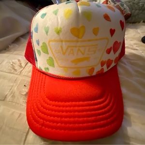 Vans Hearts Otto Cap Skateboard Logo Mesh Snap Back Trucker Baseball Hat Vintage